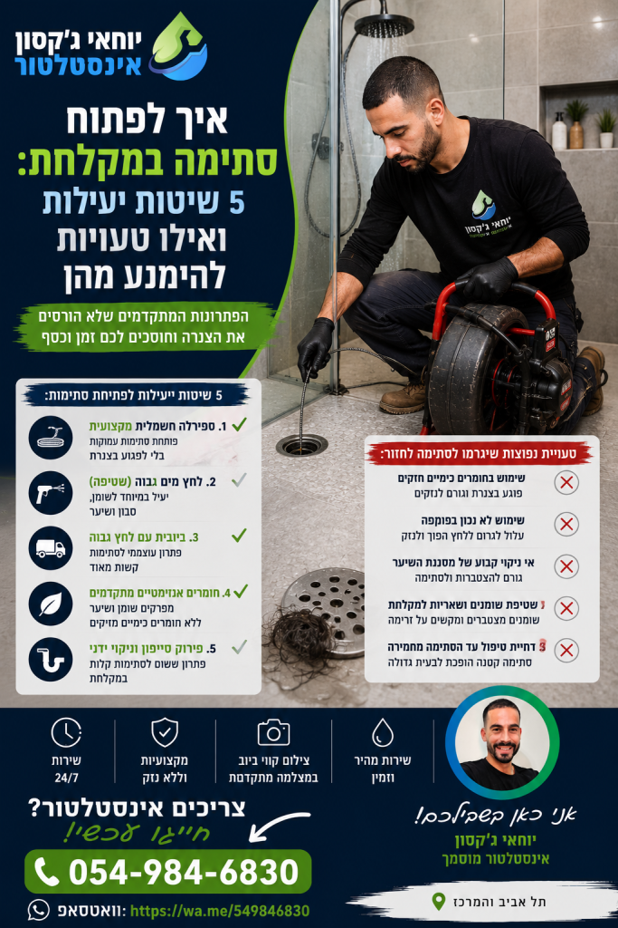 יוחאי גקסון איך לפתוח סתימה במקלחת