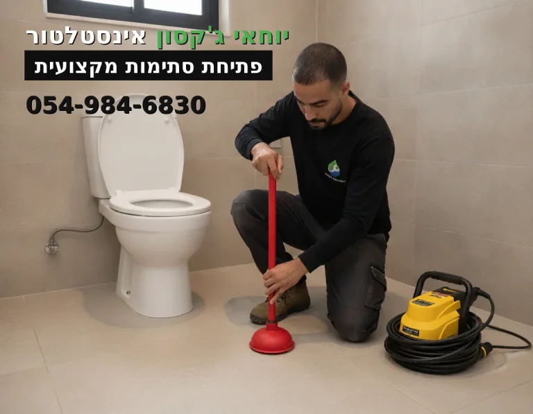 מים עולים באסלה - יוחאי ג'קסון אינסטלטור פותח סתימה באסלה עם פומפה מקצועית
